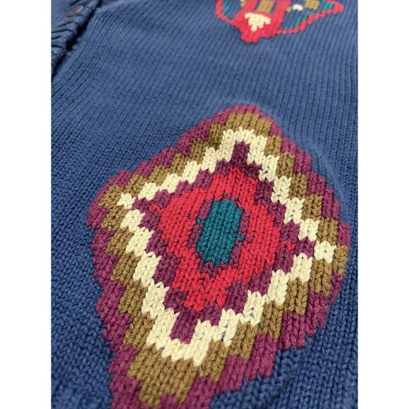 🔥 VINTAGE MERONA Y2K Intarsia Cardigan Folk Diamonds S GUC ! 🔥 - Picture 6 of 12